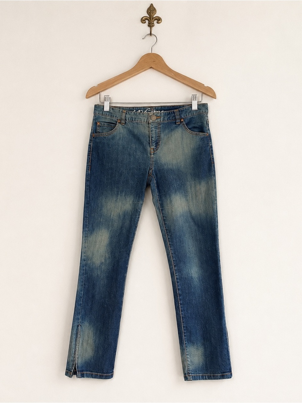 INC bleached denim dark blue short length strtch cropped jeans 4PS